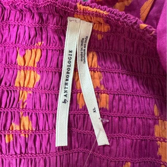 By Anthropologie Women’s Off The Shoulder Smocked Midi Dress Pink XL - Picture 2 of 9